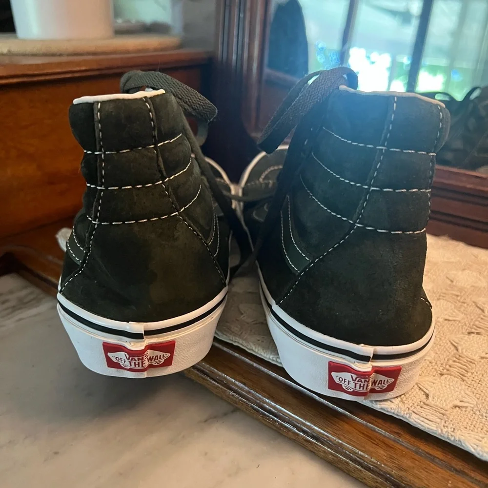 VANS Off the Wall Classic Sk8 High Top Suede Sneakers Dark‎ Green White Men's 7